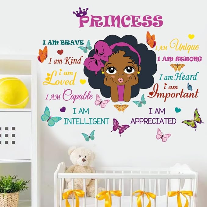 Black Girl Magic Inspirational Wall Quotes I Am Special Motivational Saying African American Wall Sticker for Nursery Baby Toddler Room Afro Kid Bedroom Playroom Wall Decoration Home Decor