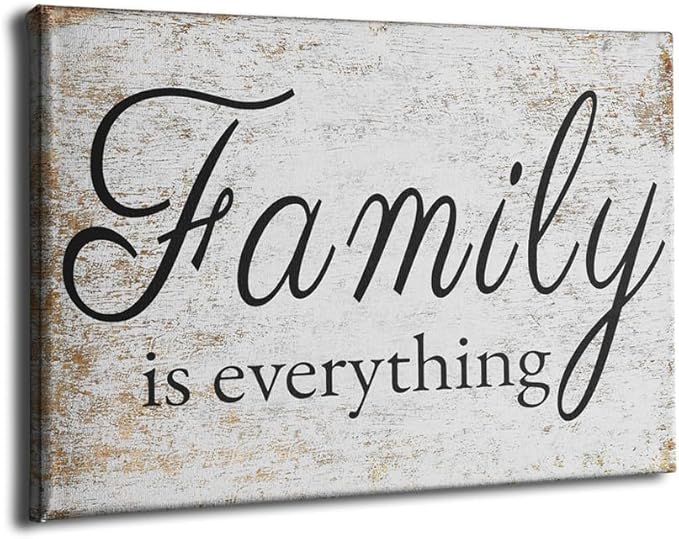 VVJSZHJ Large Rustic Family Wall Art Decor Print Canvas Wedding Decor Farmhouse Office Dining Room Home Over Bed Wall Decor (Family, 24x36 inch, Wrapped Canvas)