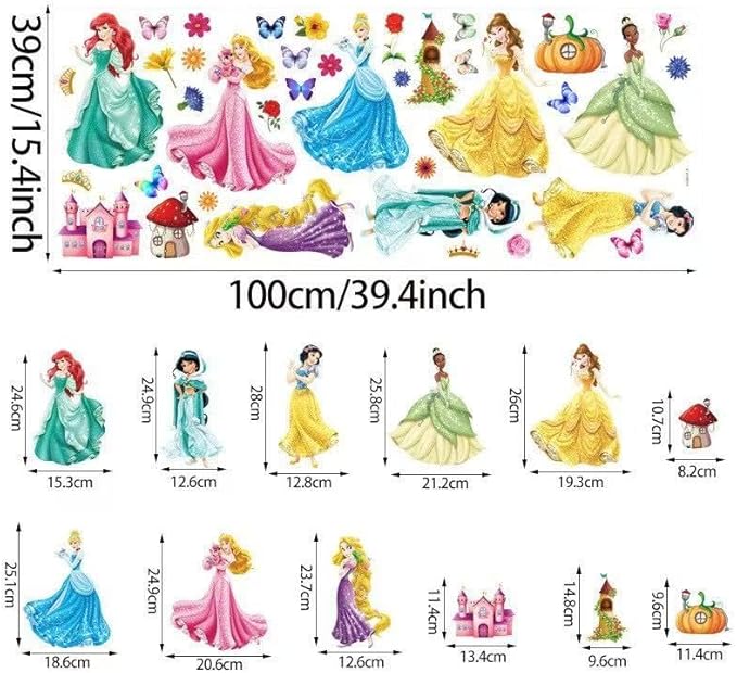 The Princess Series Wall Decals. Royal Castle Wall Stickers Suitable for Girls' Rooms, Children's Rooms, Baby Nurseries and bedrooms, which can be Use