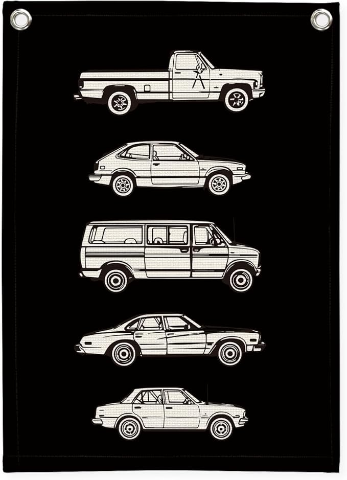Toddler Room Decor,Vintage Car Linen Canvas Banner,Little Boy Room Wall Hanging Flag Banner for Little Boy Bedroom,Playroom Nursery 18x25 Inch(Black)