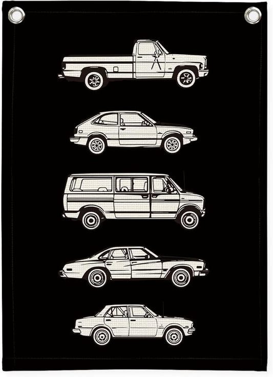 Toddler Room Decor,Vintage Car Linen Canvas Banner,Little Boy Room Wall Hanging Flag Banner for Little Boy Bedroom,Playroom Nursery 18x25 Inch(Black)