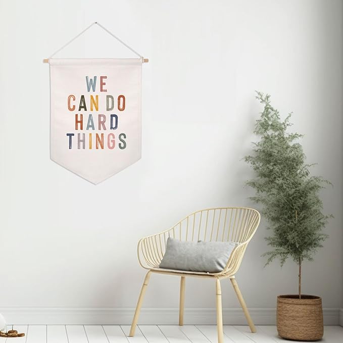 We Can Do Hard Things Hanging Banner, Boho Positive Affirmation, Boho Classroom Decor, Classroom Wall Decor, Positive Classroom Hanging Banner, Growth Mindset, Education, Playroom Flag