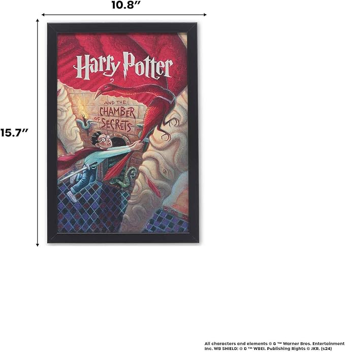 Harry Potter and the Chamber of Secrets Book Cover Framed Wood Wall Decor - Classic Harry Potter Wall Art for Home