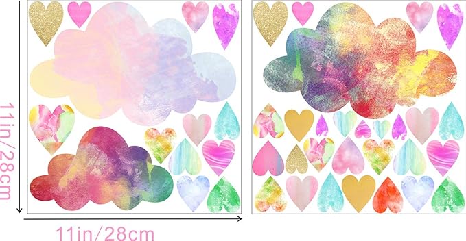 Cloud Wall Decals Heart Wall Decals Removable Peel and Stick Nursery Decal Baby Kids Room Decor