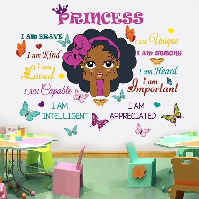 Black Girl Magic Inspirational Wall Quotes I Am Special Motivational Saying African American Wall Sticker for Nursery Baby Toddler Room Afro Kid Bedroom Playroom Wall Decoration Home Decor