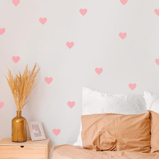 Pink Hearts - Easy-to-Apply & Removable Wall Stickers: Transform Your Toddlers Bedroom with Durable, Vibrant Peel-and-Stick Wall Decor – Stickers for Kids