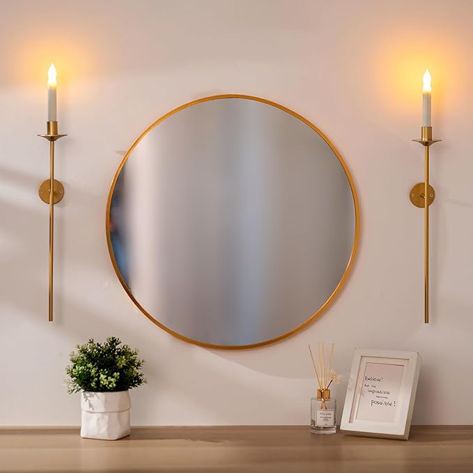 Sziqiqi Wall Candle Holder Gold: Candle Sconces Wall Decor Set of 2 for Dining Room Wall Hanging Candle Sticks Holder for Living Room Fireplace
