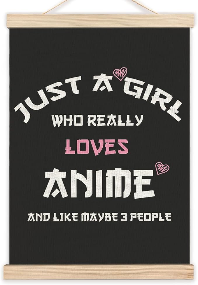 LZYRF Just A Girl Who Really Loves Anime Wall Art Poster Framed, Anime Lovers Gifts for Girls Canvas Prints Wall Decor for Home Girls Bedroom Apartment Dorm Room, 12x16 Inch