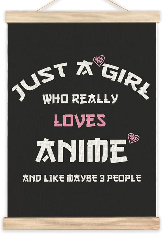 LZYRF Just A Girl Who Really Loves Anime Wall Art Poster Framed, Anime Lovers Gifts for Girls Canvas Prints Wall Decor for Home Girls Bedroom Apartment Dorm Room, 12x16 Inch