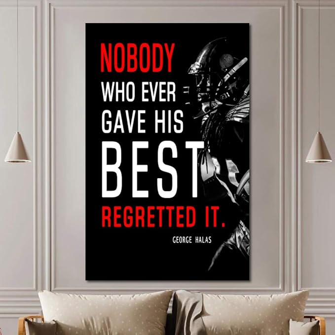 Football League Sports Decor • Superstar Quote Inspirational Poster Canvas Wall Art • Success • Motivational Artwork Modern Home Decor For Home,Office,Gym,Classroom Wall Decor Framed Ready to Hang