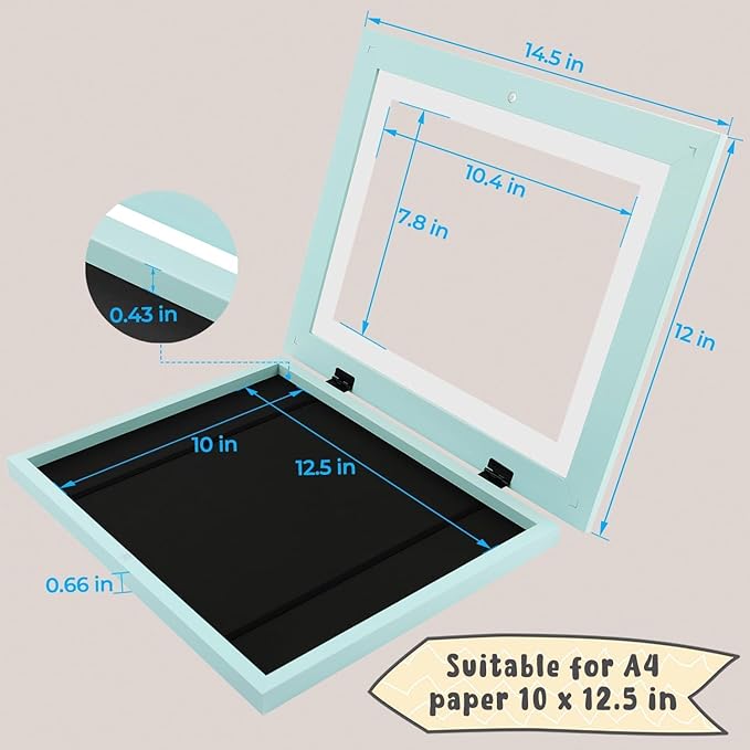 Golden State Art, 10x12.5 Kids Art Frames, Front-Opening Picture Frame Great for Kids Drawings, Artworks, Children Art Projects, Schoolwork, Home or Office (Light Blue Set of 4)
