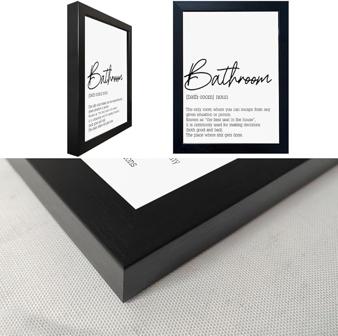 Boswaydeco Bathroom Decor Wall Art Black and White Bathroom Artwork Small Modern Toilet Rules Canvas Print for Guest Washroom