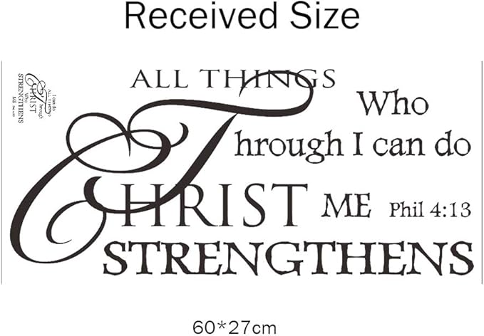 Bible Verses Wall Decor, Christian Wall Quotes – I Can Do All Things Through Christ– Religious Sticker Pastor Gift for Bedroom Prayer Room Church Sanctuary Office Nursery