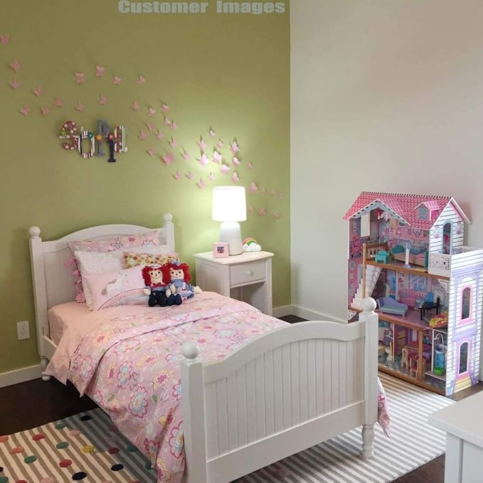 24pcs Kawaii 3D Butterfly Removable Mural Stickers Wall Stickers Decal for Home and Girls Room Decoration (Pink)