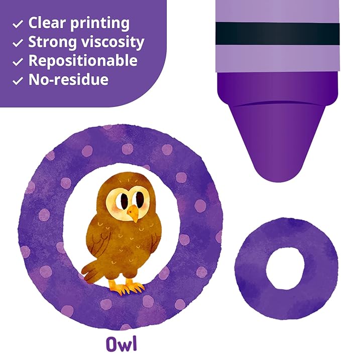 DECOWALL DS-8044 Animal Alphabet Numbers Colour Decals Stickers Kids Peel and Stick Removable for Room décor Letters ABC Classroom playroom Decorations Educational Bedroom Nursery