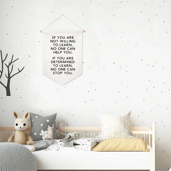 Determined To Learn Wall Hanging Banner Classroom Wall Decor Motivational Wall Art If You Are Not Willing To Learn No One Can Help You Positive Quotes School Pennant Flag