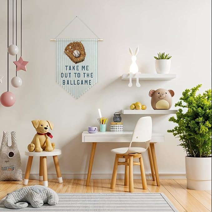 AGMDESIGN Take Me Out To The BallGame Pennant Flag Banner, Vintage Baseball Wall Decor for Toddler Boys Sports Room Nursery Classroom, Sports Decor for Kids Bedroom, Ballgame Lovers Gifts for Son Teen