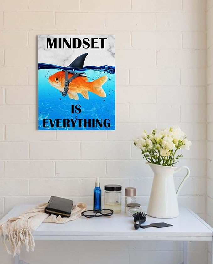 Mindset is Everything Wall Art: Motivational Poster Office Wall Decor, Inspirational Quotes Picture Positive Prints for Home 12x15"