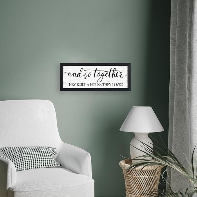 House Warming For New Home Decor Sign: And So Together They Built A House They Loved, Modern Farmhouse Wall Decor, Rustic Home Decor Wall Art Family Love Signs, Bedroom Decor For Couples Sweet Decorations