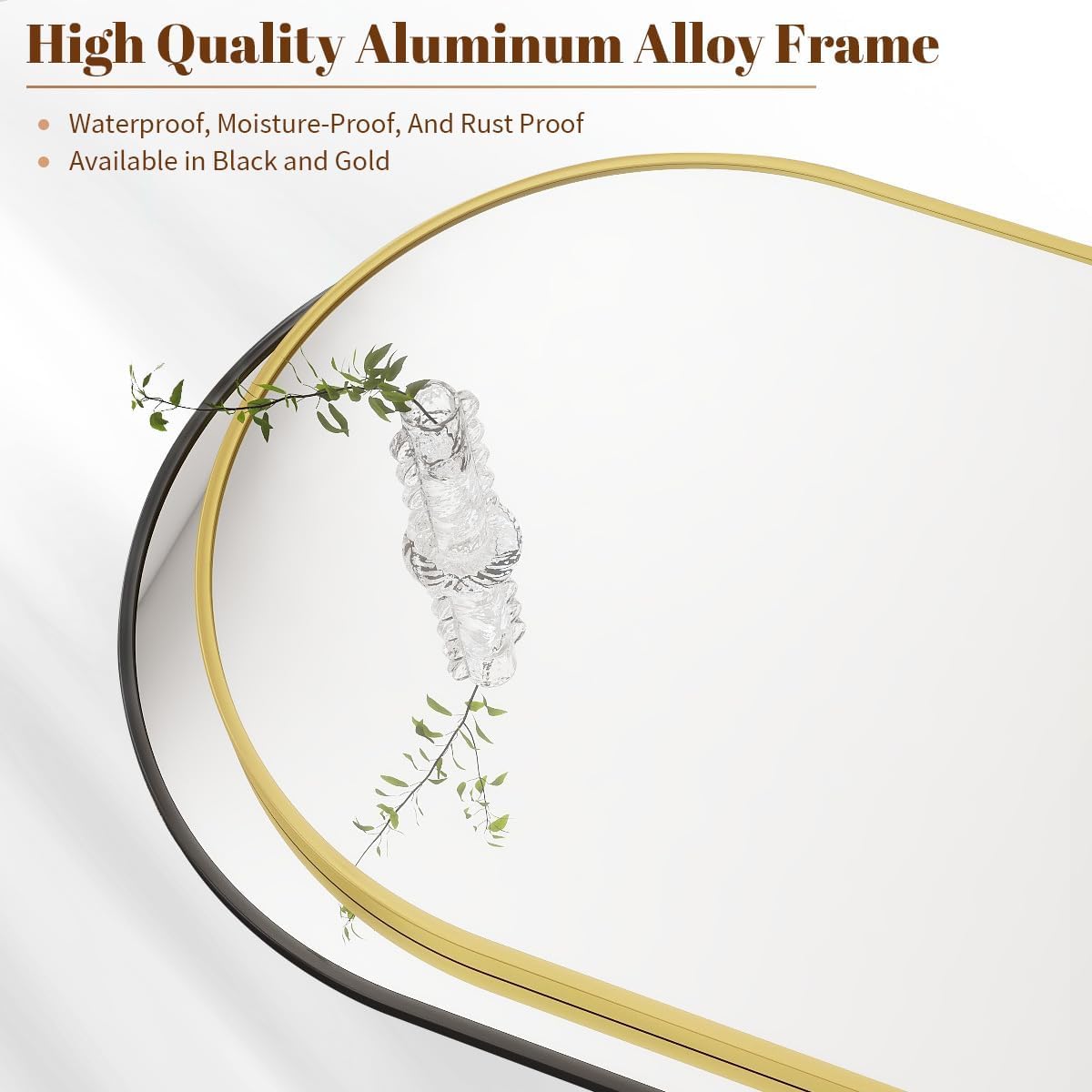 BEAUTYPEAK 31"x32" Arch Bathroom Mirror, Wall Mounted Vanity Metal Frame Mirror for Bedroom, Entryway, Living Room, Gold