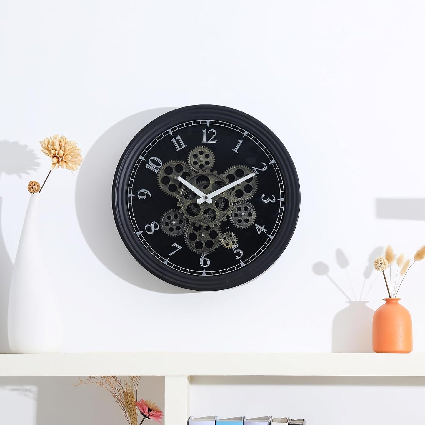 CLXEAST 15 Inch Real Moving Gear Wall Clock, Vintage Industrial Steampunk Metal Wall Clocks for Living Room Decor,Kitchen, Home Office,House Warming Gifts New Home