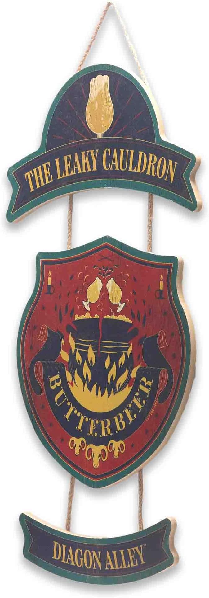 Harry Potter Leaky Cauldron Hanging Wood Wall Decor - Fun Leaky Cauldron Sign for Home
