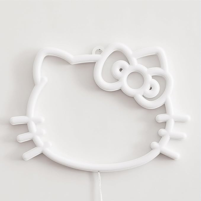 Hello Kitty LED Neon Wall Light,Figural Light-Up Wall Hanging Décor,Battery Operated,10" W x 7" H,Cute Night Light for Kids Bedrooms