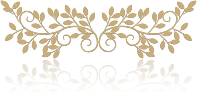 ESTART 2 Pieces Metal Tree Leaf Wall Decor Vine Olive Branch Leaf Wall Art Wrought Iron Scroll Sculptures for Above the Bed, Living Room, Bedroom, Hallway, Indoor and Outdoor Decoration (Gold)