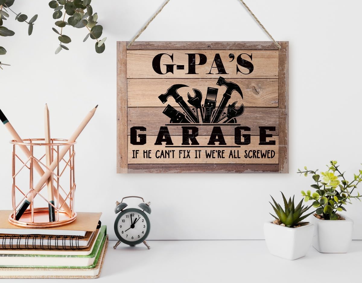 Rustic Wood Sign - Father's Day & Grandpa's Gift - Decor Hanging Wall Art - 'If He Can't Fix It...'