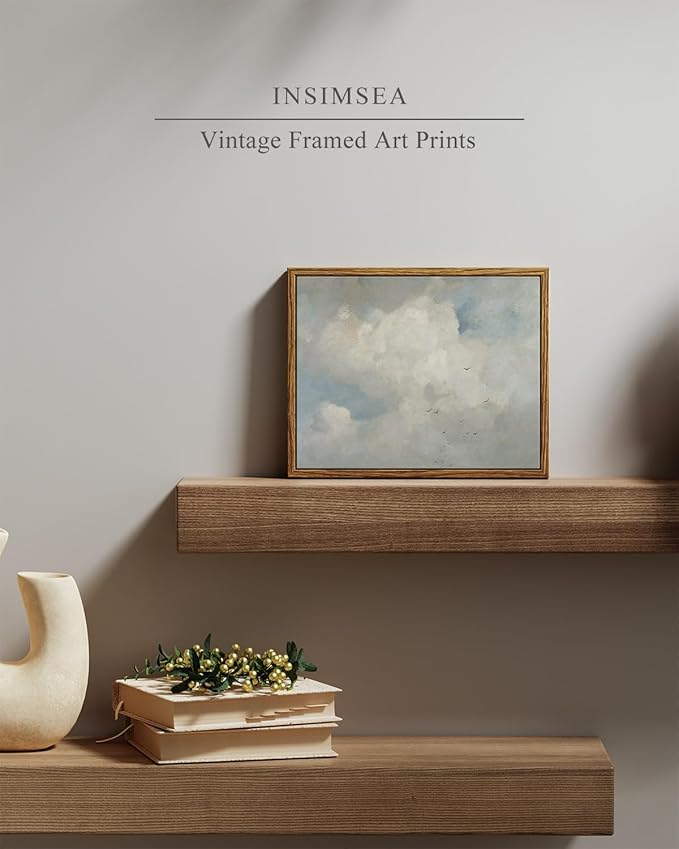 InSimSea Framed Canvas Wall Art Vintage Decor, Home Decor Classical Oil Painting Shells Fish Canvas Prints Vintage Landscape Wall Art Home Office Decor, 8"x10"