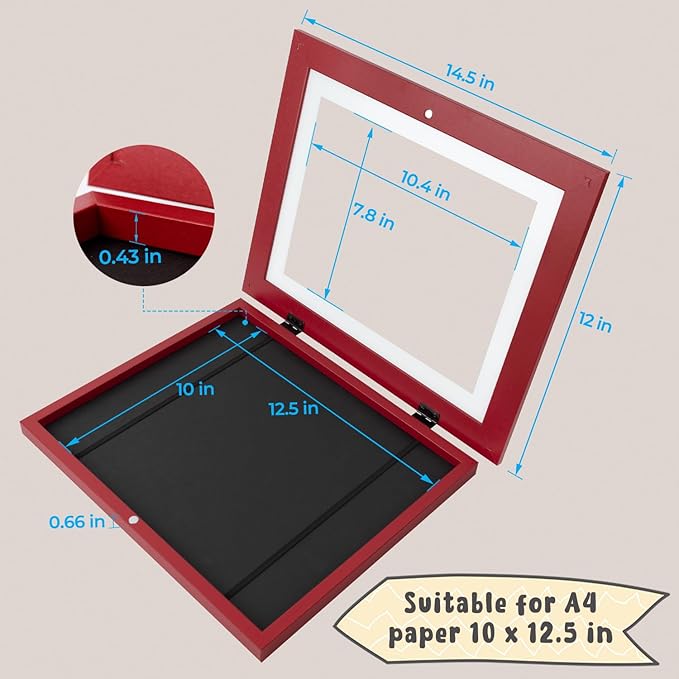 Golden State Art, 10x12.5 Kids Art Frames, Front-Opening Picture Frame Great for Kids Drawings, Artworks, Children Art Projects, Schoolwork, Home or Office (Red, Set of 2)