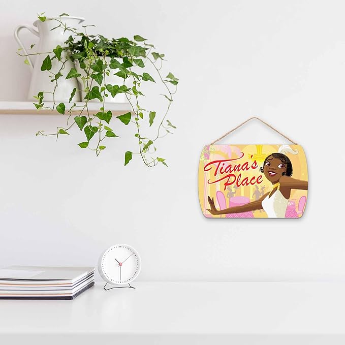 Disney Princess and the Frog Tiana’s Place Hanging Wood Sign - Fun Tiana Wall Decor for Kitchen or Bedroom