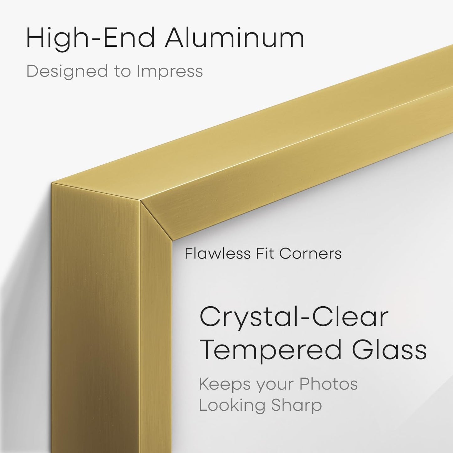 Homeforia 11x17 Picture Frame Gold, High End Metal 11x17 Poster Frames with Mat 8x12 for Photo, 11 x 17 Gold Frame Matted to 8 by 12 Print, 17x11 Thin Hanging Frame, Tempered Glass, Wall Kit, Set of 1