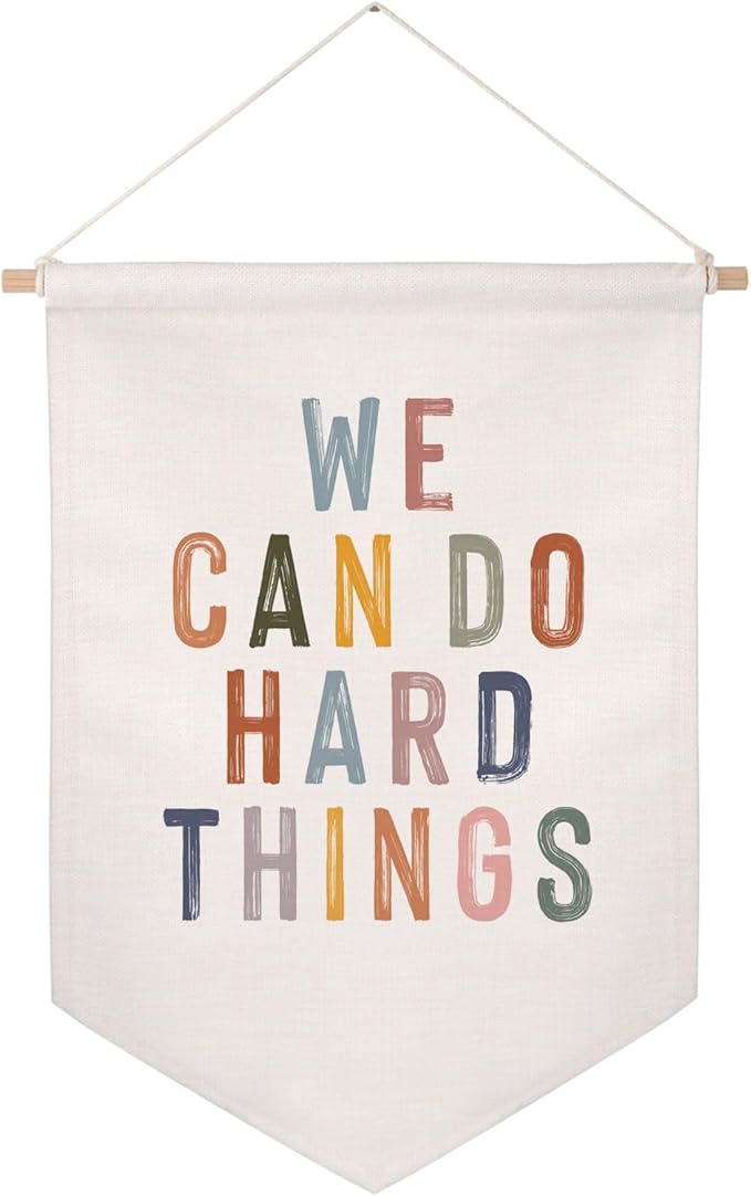 We Can Do Hard Things Hanging Banner, Boho Positive Affirmation, Boho Classroom Decor, Classroom Wall Decor, Positive Classroom Hanging Banner, Growth Mindset, Education, Playroom Flag