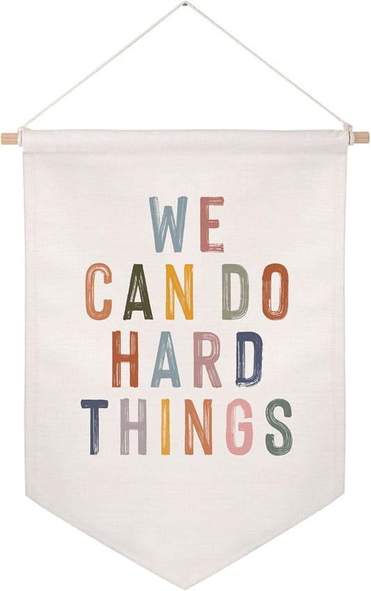 We Can Do Hard Things Hanging Banner, Boho Positive Affirmation, Boho Classroom Decor, Classroom Wall Decor, Positive Classroom Hanging Banner, Growth Mindset, Education, Playroom Flag