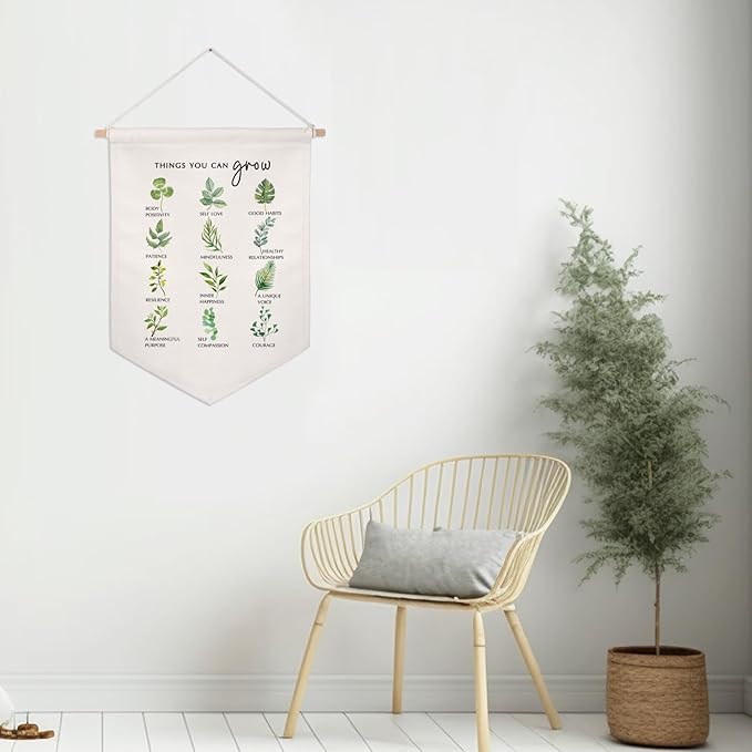 Things You Can Grow Wall Hanging Banners, Self Growth, Mental Health Poster, Mindfulness Therapy Counseling Office Decor Therapist, Pennant Style Banners, Office Wall Hanging Banner Decor