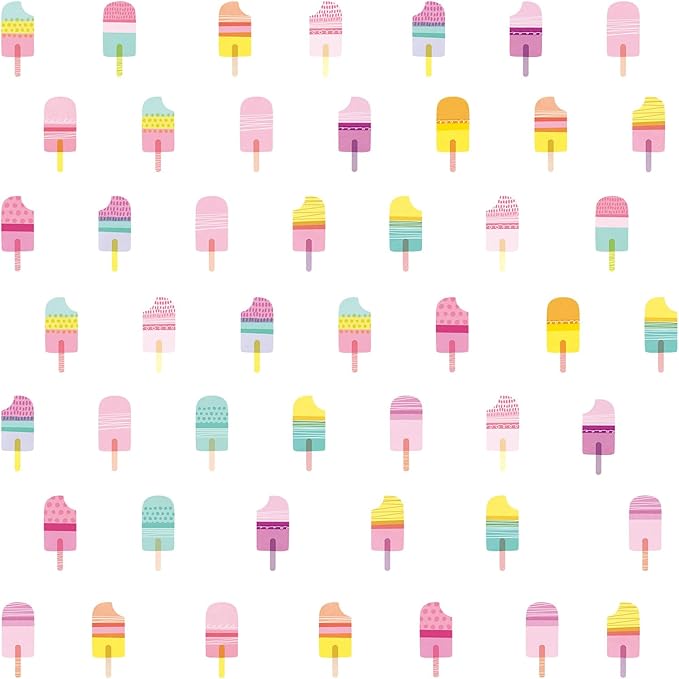 48 Pcs Ice Cream Wall Decals for Kids Room, Peel and Stick Sweet Treats Wall Sticker, Multicolor Dessert Designs Wall Decor for Nursery Playroom Classroom Bedroom School