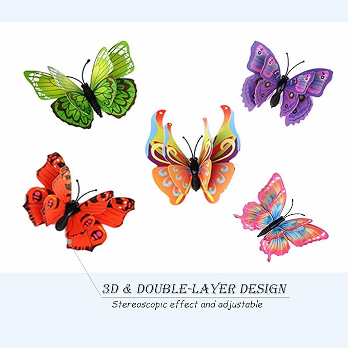 Butterfly Wall Décor 72 PCS, 3D Butterflies Stickers for Party Decorations with Magnets(Colorful, 72)