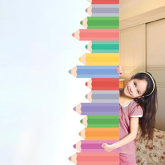 Colorful Pencils Wall Stickers, Rainbow Penceils Wall Decals, Peel and Stick Removable DIY Large Educational Corner Wall Decor for Study Classroom Nursery Bedroom Blackboard Decoration