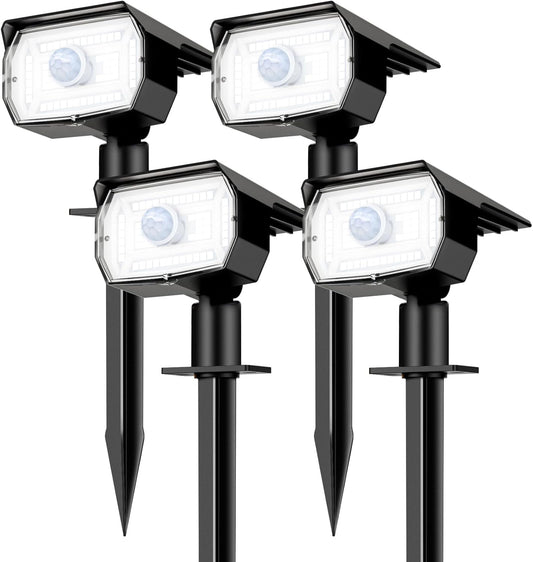 nipify Solar Lights Outdoor Waterproof, Motion Sensor Spot Lights- 4 Pack/56 LED/3 Modes Solar Powered Spotlights 2-in-1 Auto On/Off Landscape Lighting for Outside Yard Wall Garden, Cool White