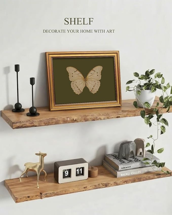 InSimSea Gold Framed Canvas Prints Wall Art, Vintage Butterfly Bathroom Decor, Classical Moody Paintings Farmhouse Wall Decor Aesthetic, Retro Pictures for Bedroom Living Room Shelf, 12x16inch