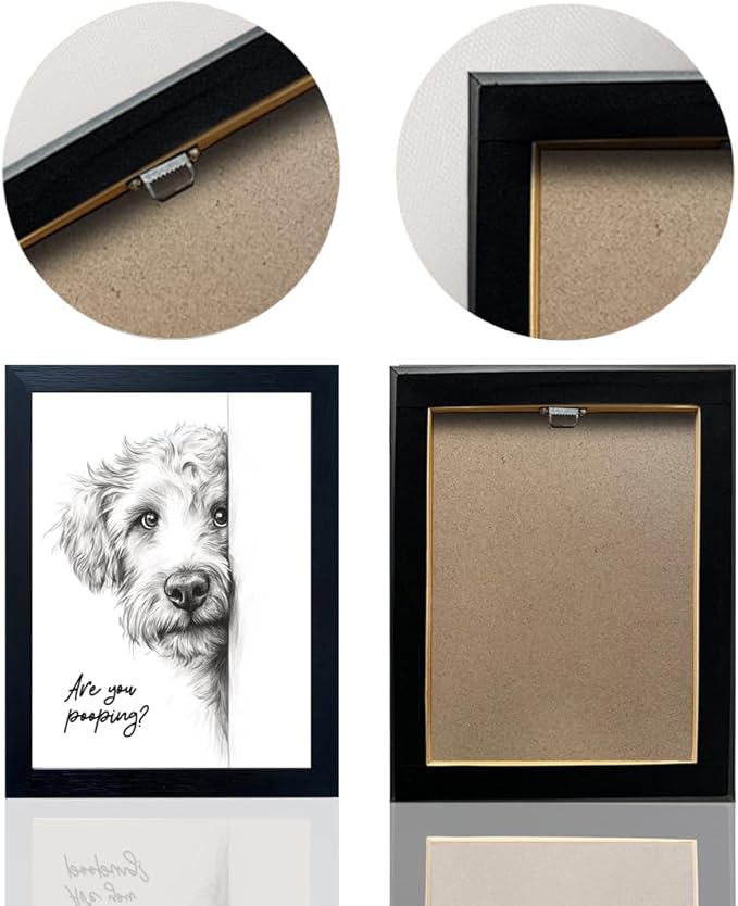 Gongyuanyihao Arts Funny Dog Bathroom Wall Art with Black Frame, Are You Pooping Sign for Farmhouse Restroom Decor, Rustic Humorous Canvas Print Painting Ready to Hang 16"x20"