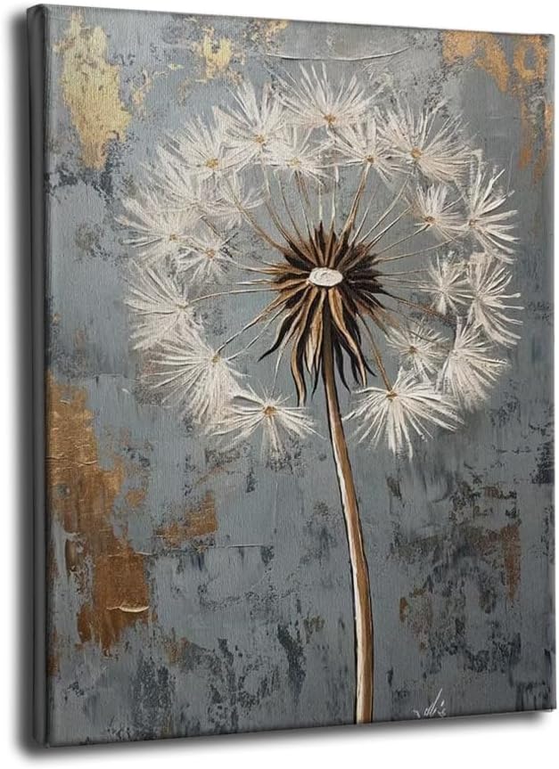 VVJSZHJ Rustic Dandelion Wall Art for Kitchen Bedroom Wall Painting Decoration Modern Prints Artwork Home Decor (Dandelion, 12x16 inch, Wrapped Canvas)