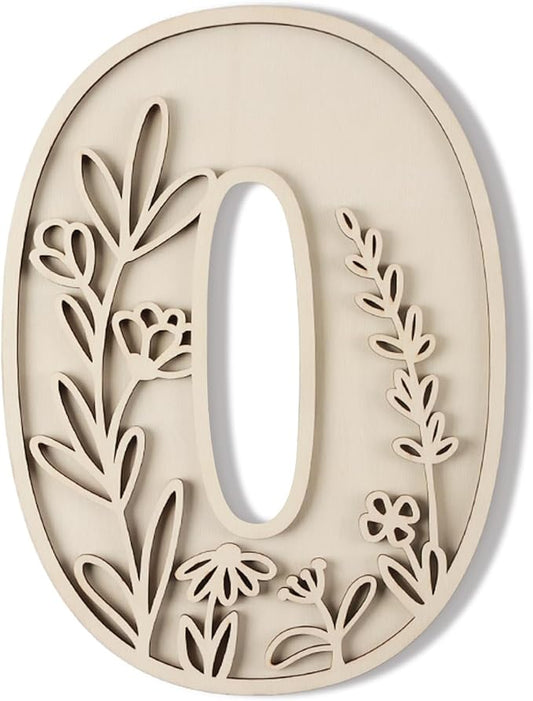 Layered 12 Inch Large Wooden Letters for Wall Decor, Flowered Paintable Wooden Nursery Letters for Crafts Wood Alphabet Letter O for Birthday Boho Nursery Name Sign Wedding Home Decoration