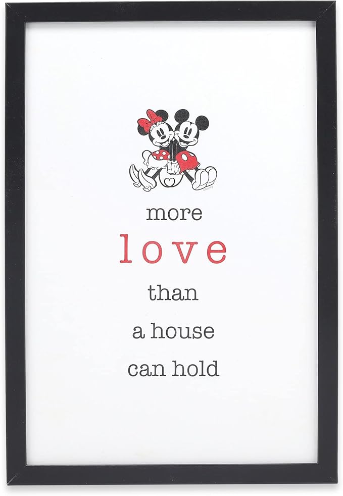 Open Road Brands Disney Mickey and Minnie Framed Wall Art - More Love Than a House Can Hold - Classic Mickey Mouse Picture