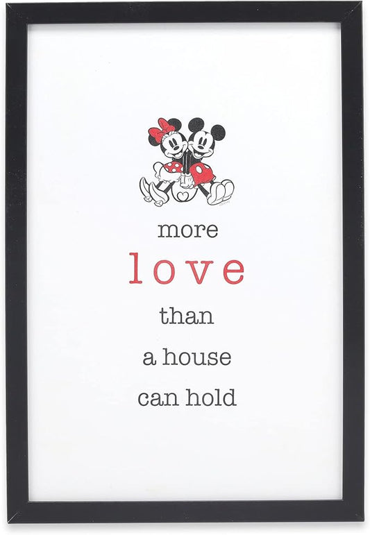 Open Road Brands Disney Mickey and Minnie Framed Wall Art - More Love Than a House Can Hold - Classic Mickey Mouse Picture