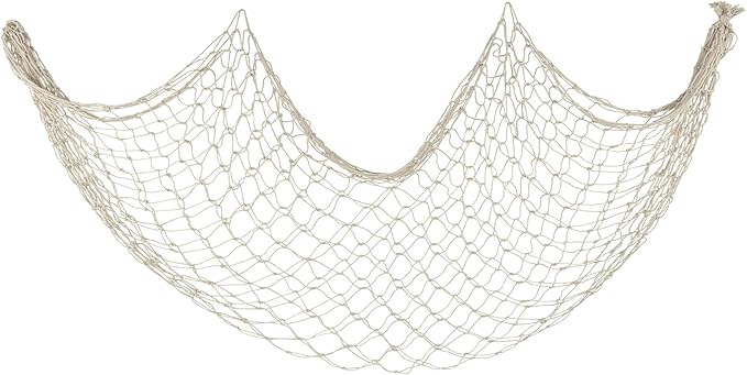 Decorative Fishing Net 1 Pack, 5x10 ft Large Beige Fish Net Decor for Wall, Photo Display, Nautical Mermaid Pirate Ocean Themed Beach Hawaii Under the Sea Party Decorations