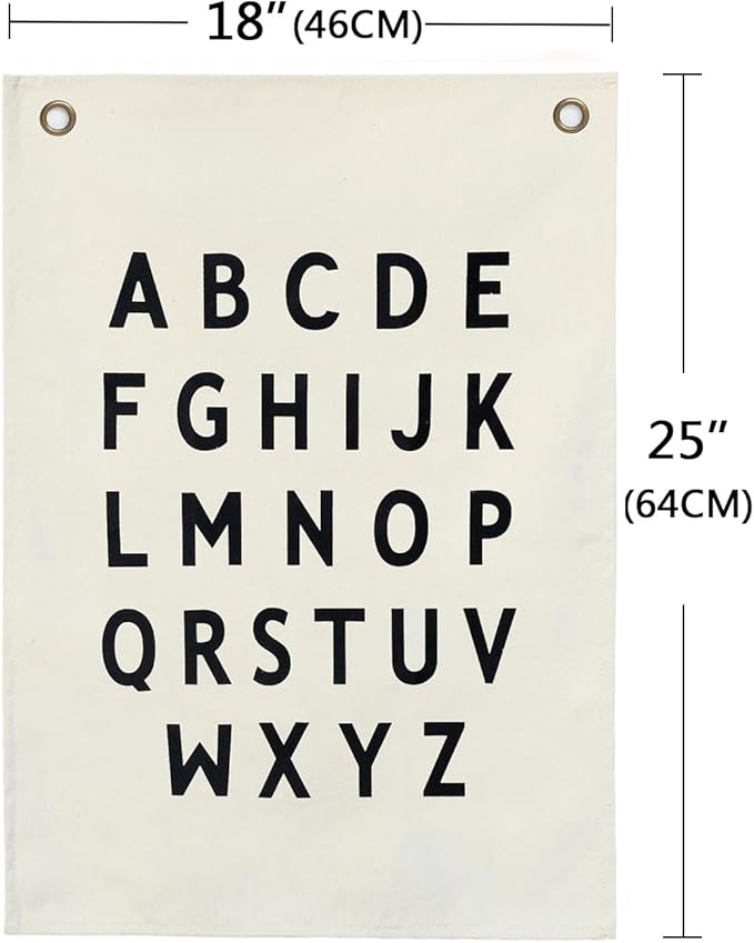 Canvas Banner Hanging Flag Banner for Nursery and Playroom Wall Décor for Kids Trendy Room Décor for Boys and Girls (Alphabet)