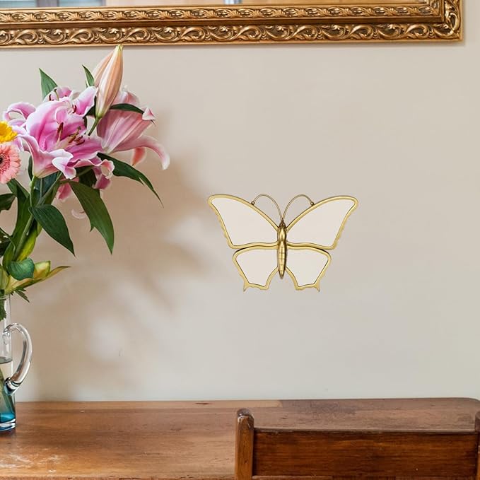 Decorative Butterfly Wall Mirror with Gold Plastic Frame (9.8 x 6.3 inch)