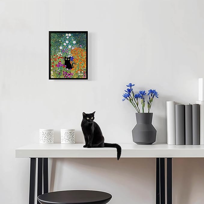 Hamduker Canvas Wall Art Cat Decor for Dorm Bedroom Canvas Prints Aesthetic Monet Cat Posters Living Room Decor (Size: 11'' x 14''x1pcs)